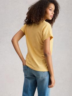 White Stuff Nelly Cotton Notch Neck T-Shirt, Yellow - view 2, Yellow