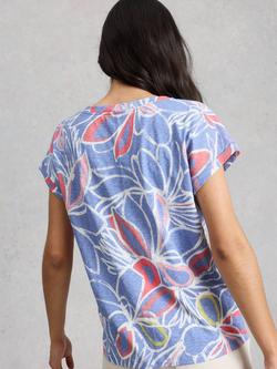 White Stuff Nelly Notch Neck Floral T-Shirt, Teal/Multi - view 2, Teal/Multi
