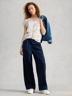 White Stuff Nelly Notch Neck Floral T-Shirt, White, White