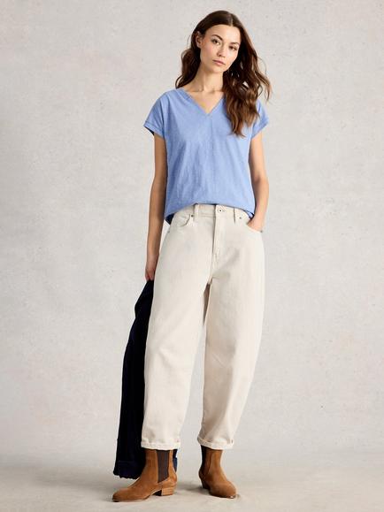 White Stuff Neve Cotton T-Shirt, Blue, Blue