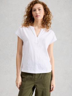 White Stuff Nina Notch Neck T-Shirt, White, White