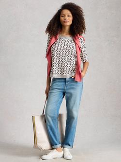 White Stuff Weaver Geometric T-Shirt, Multi, Multi