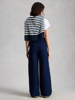 White Stuff Clara Pleated Wide Leg Trousers containing TENCEL™ Lyocell, Midnight - view 2, Midnight