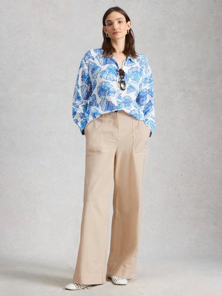 White Stuff Twister Organic Cotton Rich Trousers, Khaki, Sand