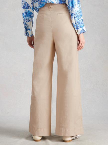 White Stuff Twister Organic Cotton Rich Trousers, Khaki - view 2, Sand