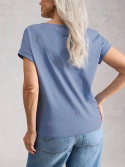 White Stuff Nelly Embroidered Notch Neck T-Shirt, Blue - view 2, Blue
