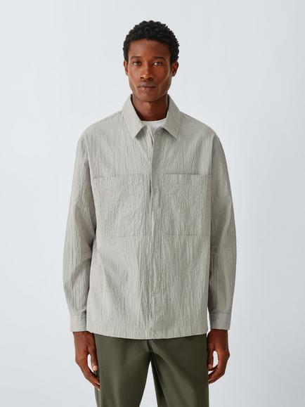Kin Cotton Rich Regular Fit Mini Check Shirt, Grey, Grey