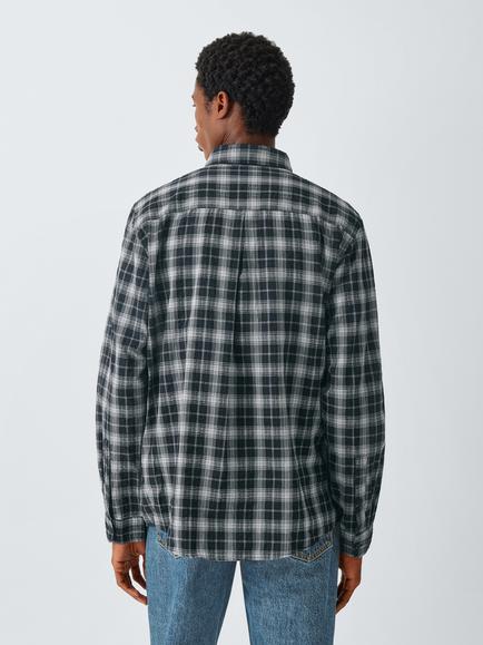 Kin Seersucker Check Cotton Regular Fit Shirt, Black - view 2, Black