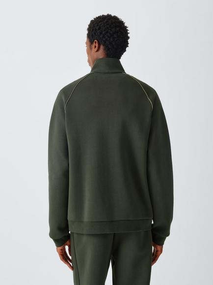 Kin Scuba Piped Cotton Rich Hoodie, Peat/ Dusky Green - view 2, Peat/ Dusky Green