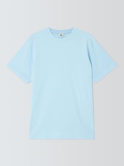 Kin Logo Crew Neck Cotton T-Shirt, New Pale Blue, New Pale Blue