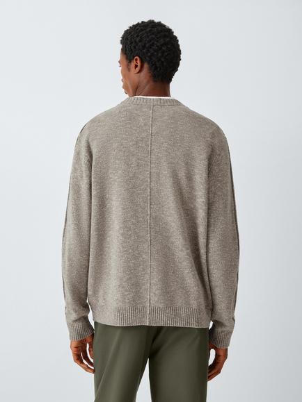 Kin Crew Neck Merino Wool Cotton Blend Jumper - view 2, Mushroom