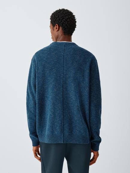 Kin Crew Neck Merino Wool Cotton Blend Jumper - view 2, Navy