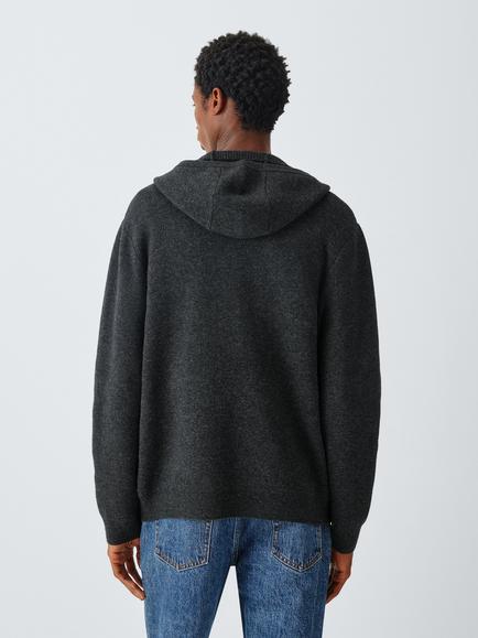 Kin Zip Front Merino Wool Blend Hoodie, Charcoal - view 2, Charcoal