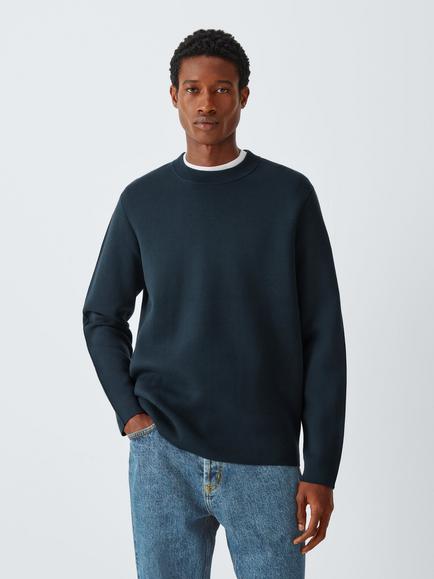 Kin Crew Neck Cotton Blend Jumper, Navy