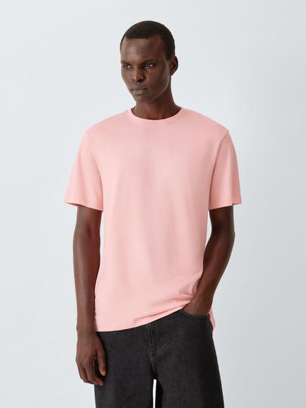 John Lewis Supima Cotton Crew Neck T-Shirt, Silver Pink