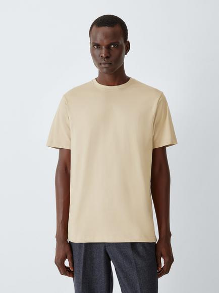 John Lewis Supima Cotton Crew Neck T-Shirt, White Pepper