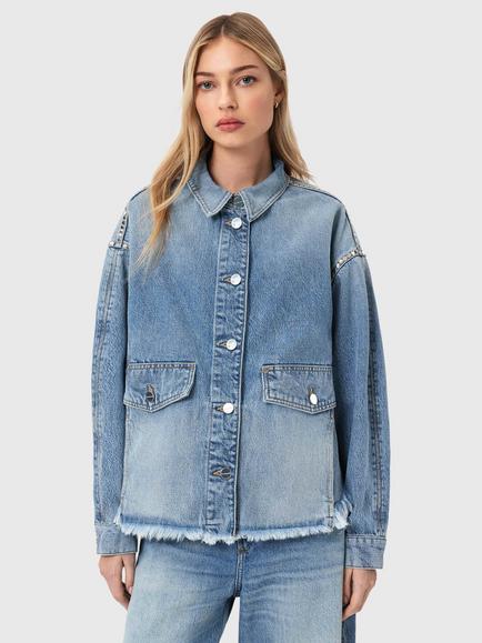AllSaints Hettie Oversized Denim Shirt, Blue Indigo, Blue Indigo