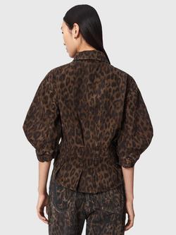 AllSaints Nancy Leopard Print Denim Shirt, Leppo Brown - view 2, Leppo Brown