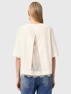 AllSaints Nia Lace Trim T-Shirt, White - view 2, White
