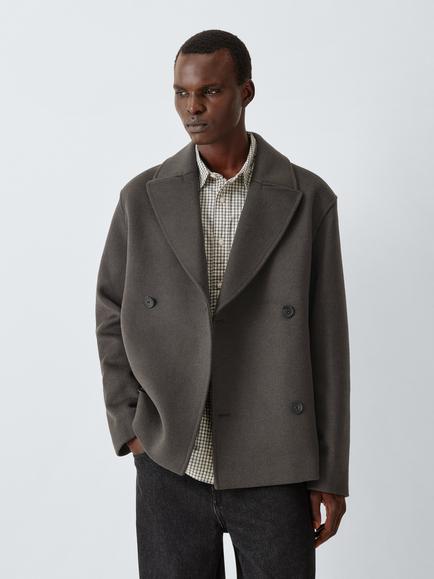 John Lewis Wool Blend Peacoat, Navy, Mole