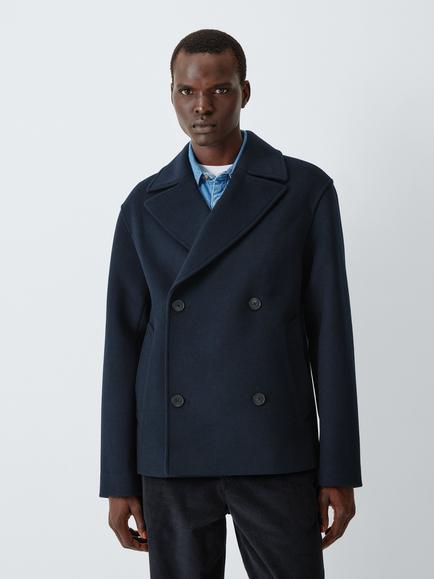 John Lewis Wool Blend Peacoat, Navy, Navy