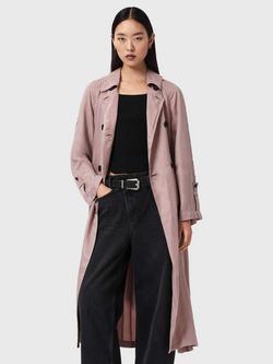 AllSaints Lizie Pleated Back Trench Coat, Pink, Pink