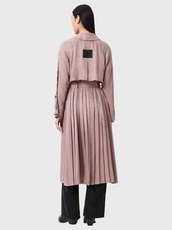 AllSaints Lizie Pleated Back Trench Coat, Pink - view 2, Pink