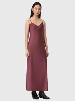 AllSaints Bryony Slip Maxi Dress, Raspberry Pink, Raspberry Pink