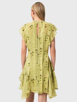 AllSaints Fleur High Neck Floral Mini Dress, Yellow - view 2, Yellow