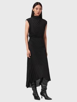 AllSaints Rayanna Sunray Pleated Dress, Black, Black