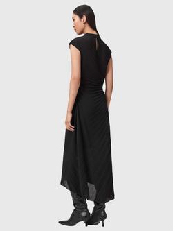AllSaints Rayanna Sunray Pleated Dress, Black - view 2, Black