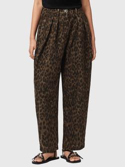 AllSaints Becca Leopard Print Barrel Leg Jeans, Leppo Brown, Leppo Brown