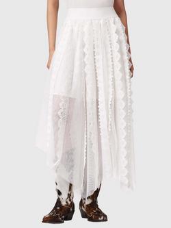 AllSaints Vashtie Embroidered Maxi Skirt, Optic White, Optic White
