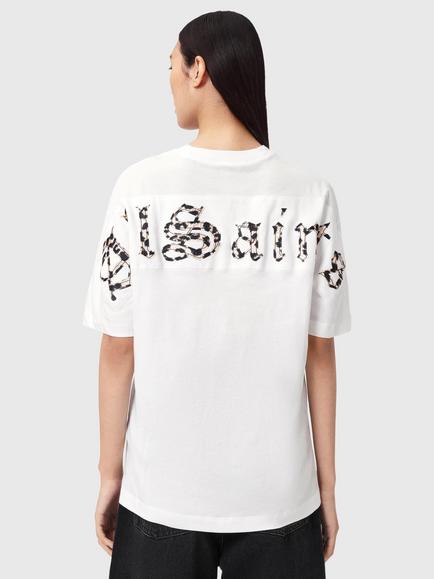 AllSaints Fuse Etta Oversized Logo T-Shirt, White/Multi - view 2, White/Multi
