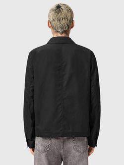 AllSaints Trey Zip Through Collared Bomber Jacket - view 2, Jet Black