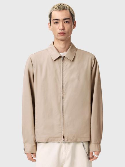 AllSaints Trey Zip Through Collared Bomber Jacket, Sandstone Brown