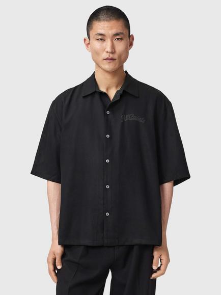 AllSaints Circe Short Sleeve Shirt, Black, Black