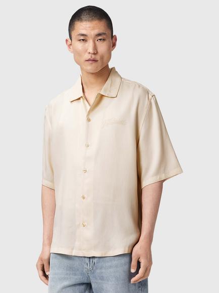 AllSaints Circe Short Sleeve Shirt, Black, Off White