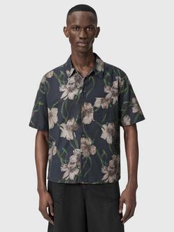 AllSaints Climber Cotton Regular Fit Floral Shirt, Black/Multi, Black/Multi