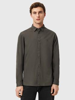 AllSaints Hawthorne Cotton Blend Regular Fit Shirt, Deep Sage Green