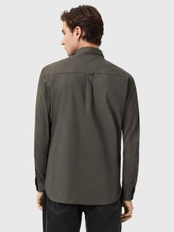 AllSaints Hawthorne Cotton Blend Regular Fit Shirt - view 2, Deep Sage Green