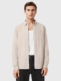 AllSaints Hawthorne Cotton Blend Regular Fit Shirt, Dusk White