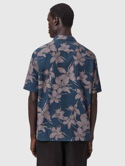 AllSaints Parterre Floral Short Sleeve Shirt, Bay Blue - view 2, Bay Blue