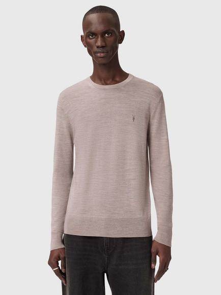 AllSaints Mode Merino Crew Neck Jumper, Stone Taupe