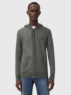 AllSaints Moder Merino Wool Zip-Through Hoodie, Maple Green, Maple Green