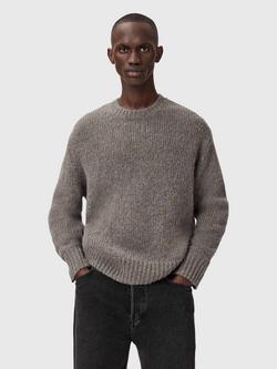 AllSaints Saku Wool Blend Textured Jumper, Metal Grey, Metal Grey