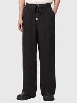 AllSaints Sharp Tailored Fit Linen Trousers, Shaded Black