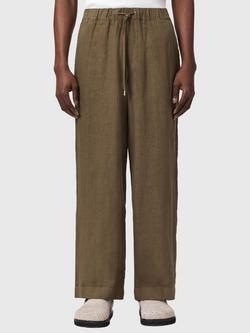 AllSaints Sharp Tailored Fit Linen Trousers, Traverse Brown