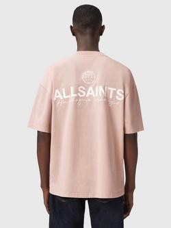 AllSaints Emblem Cotton Regular Fit Short Sleeve T-Shirt - view 2, Sunbaked Pink