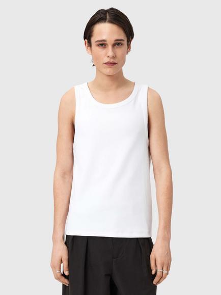 AllSaints Axel Slim Fit Cotton Vest, Optic White